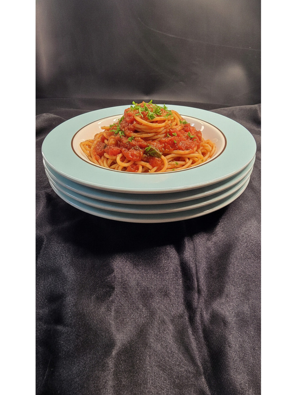 AUDREY Pagnossin Treviso aqua rim soup bowls set of 4